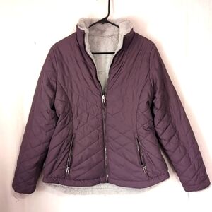 Free Country Purple Quilted Reversible Plush Faux Fur Full Zip Size Medium